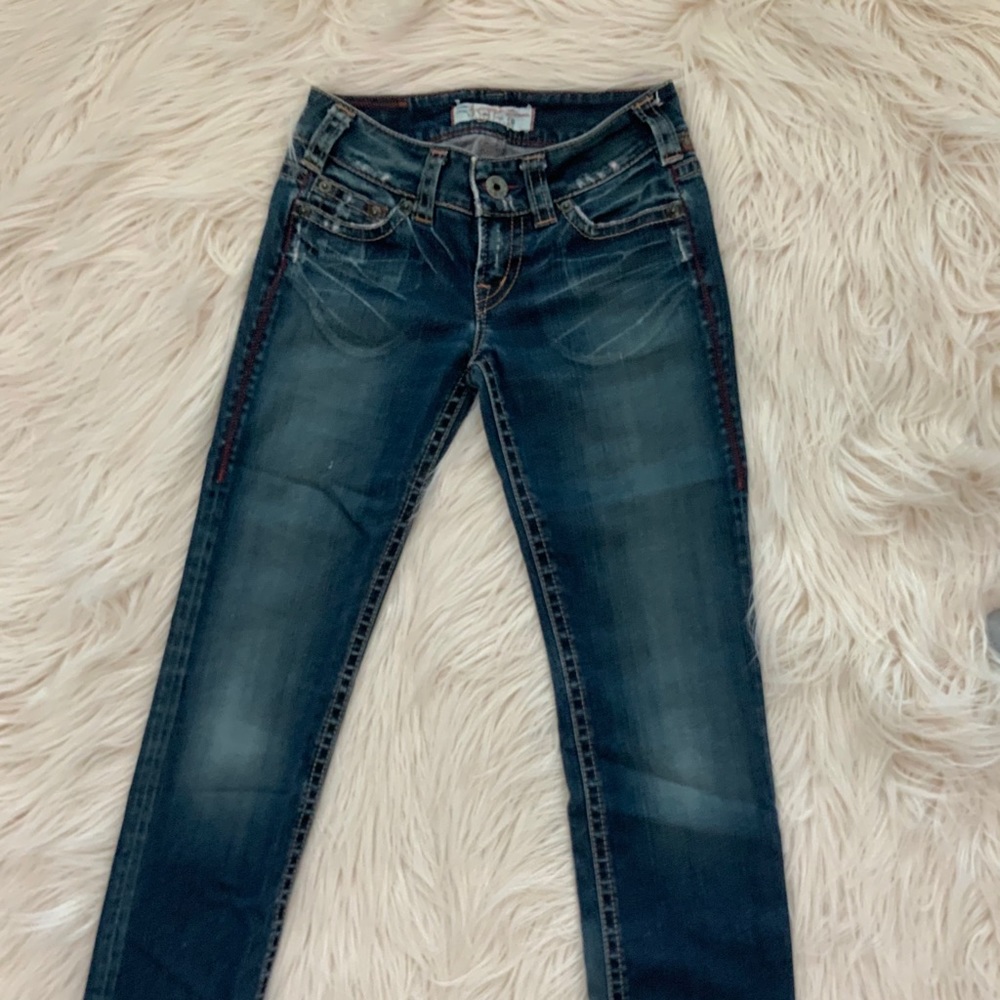 Jeans Denim Blue low-rise straight leg